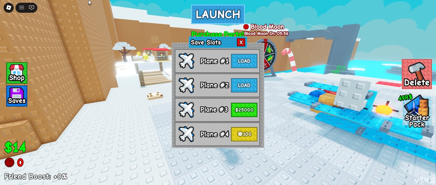 Save slot menu for custom aircraft builds