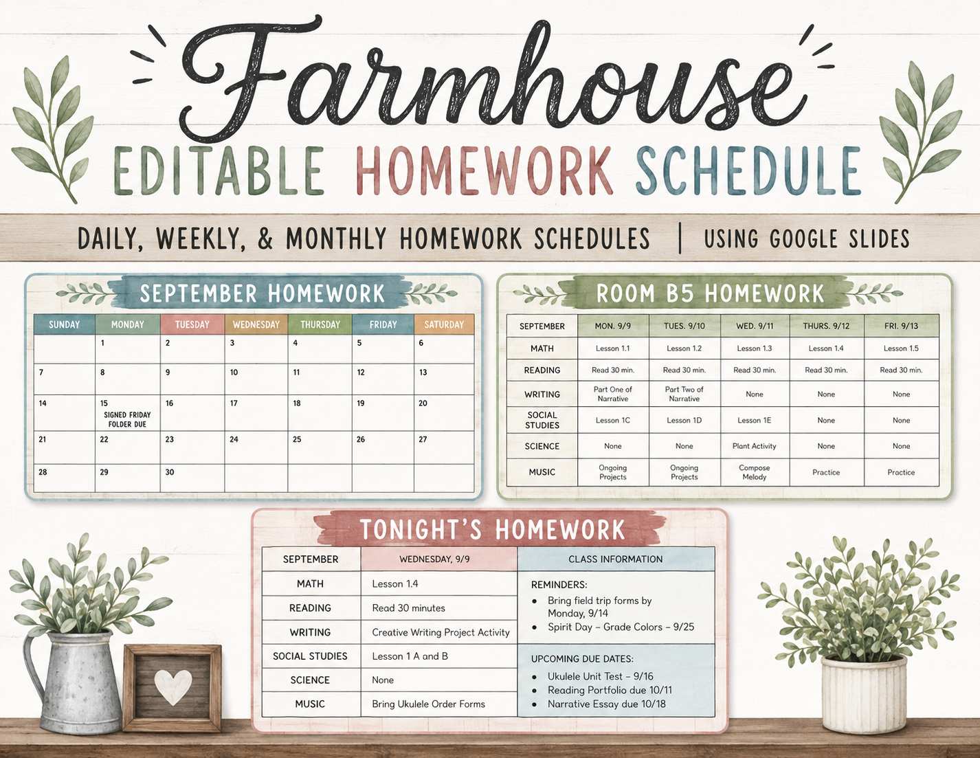Digital Homework Calendars | Daily, Weekly & Monthly Planning Templates
