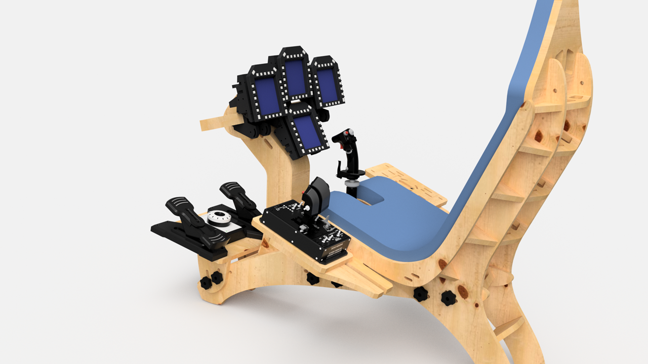 Cockpit equipped with Winwing MIP avionics mounted on instrument panel add-on in horizontal mounting bar configuration
