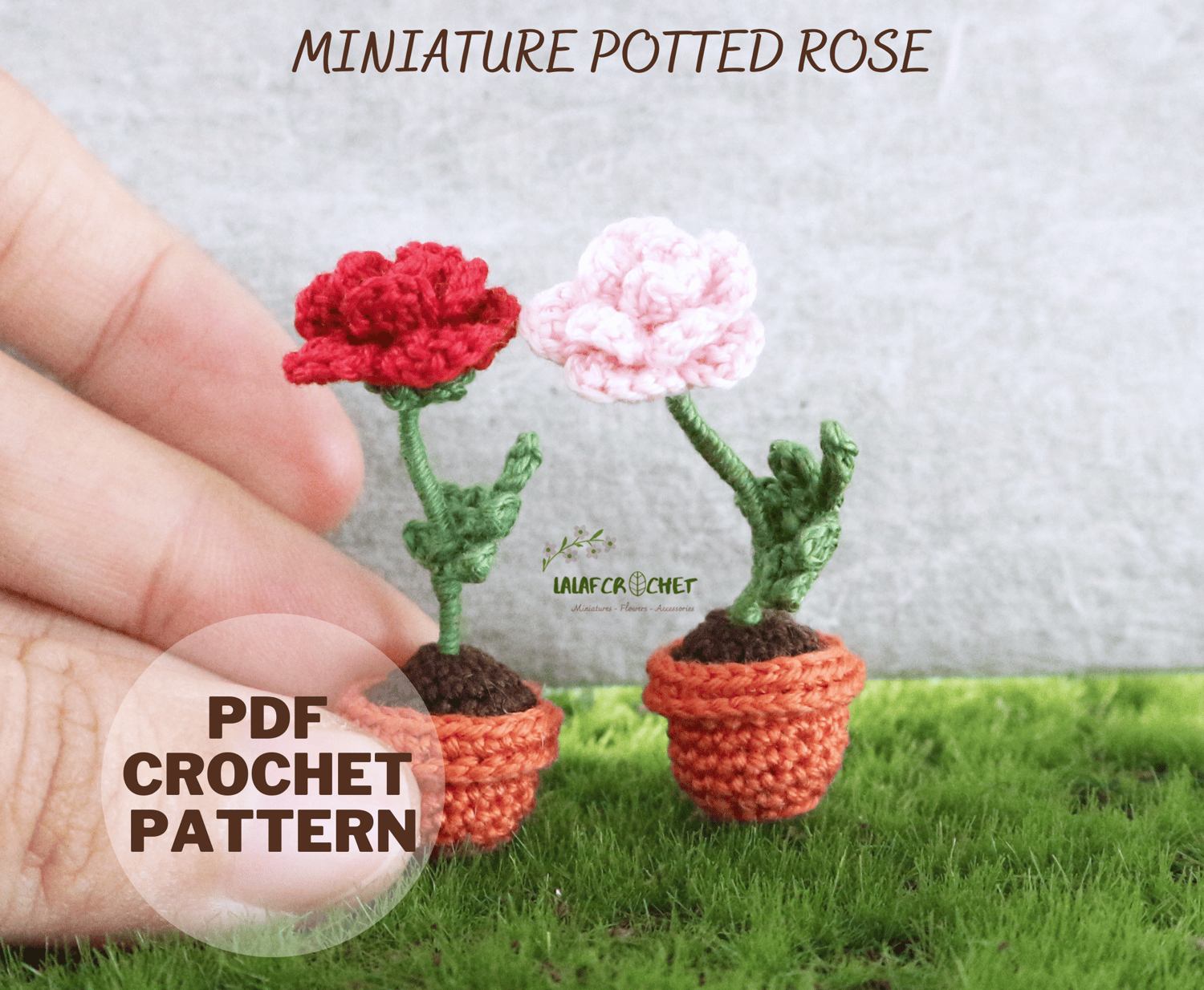 lalafcrochet crochet miniature potted flowers