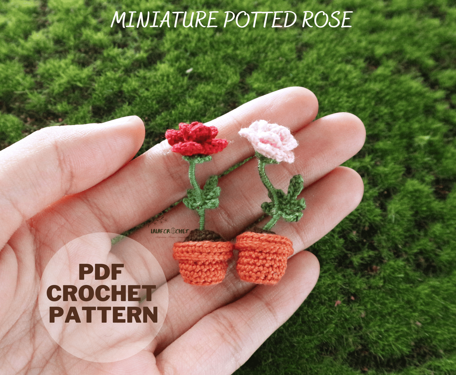 lalafcrochet crochet miniature potted flowers