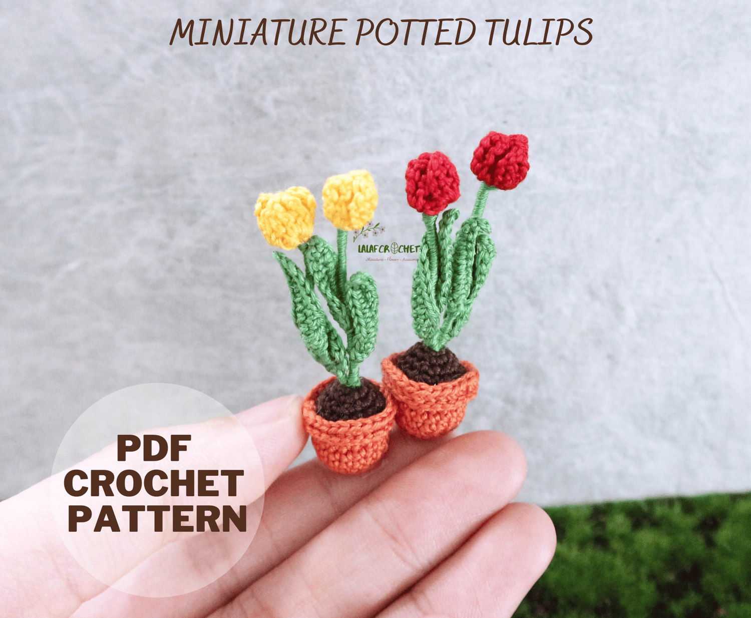 lalafcrochet crochet miniature potted flowers
