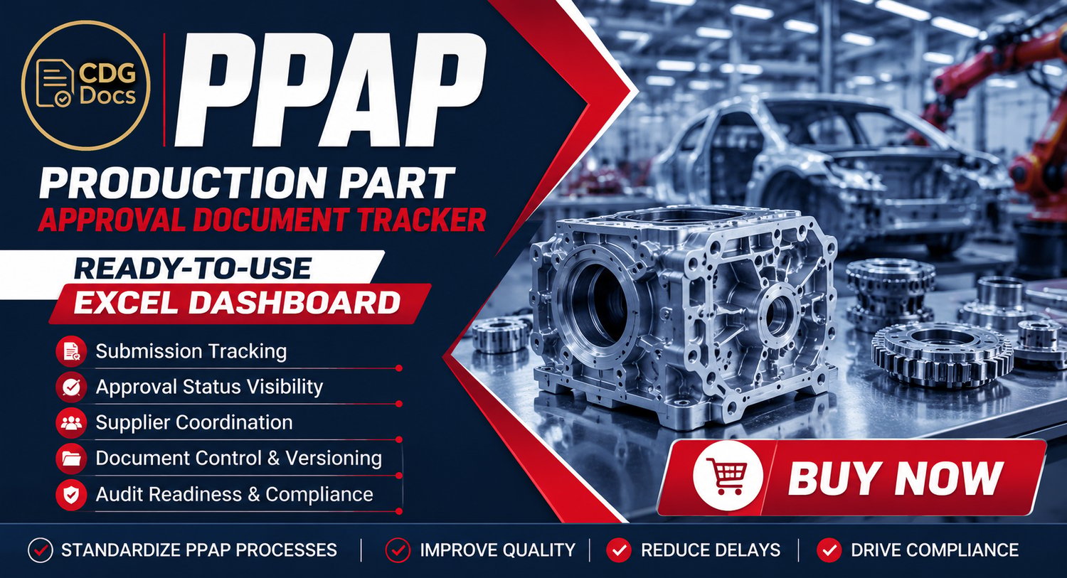 PPAP Excel Dashboard | Production Part Approval Document Tracker | APQP ...