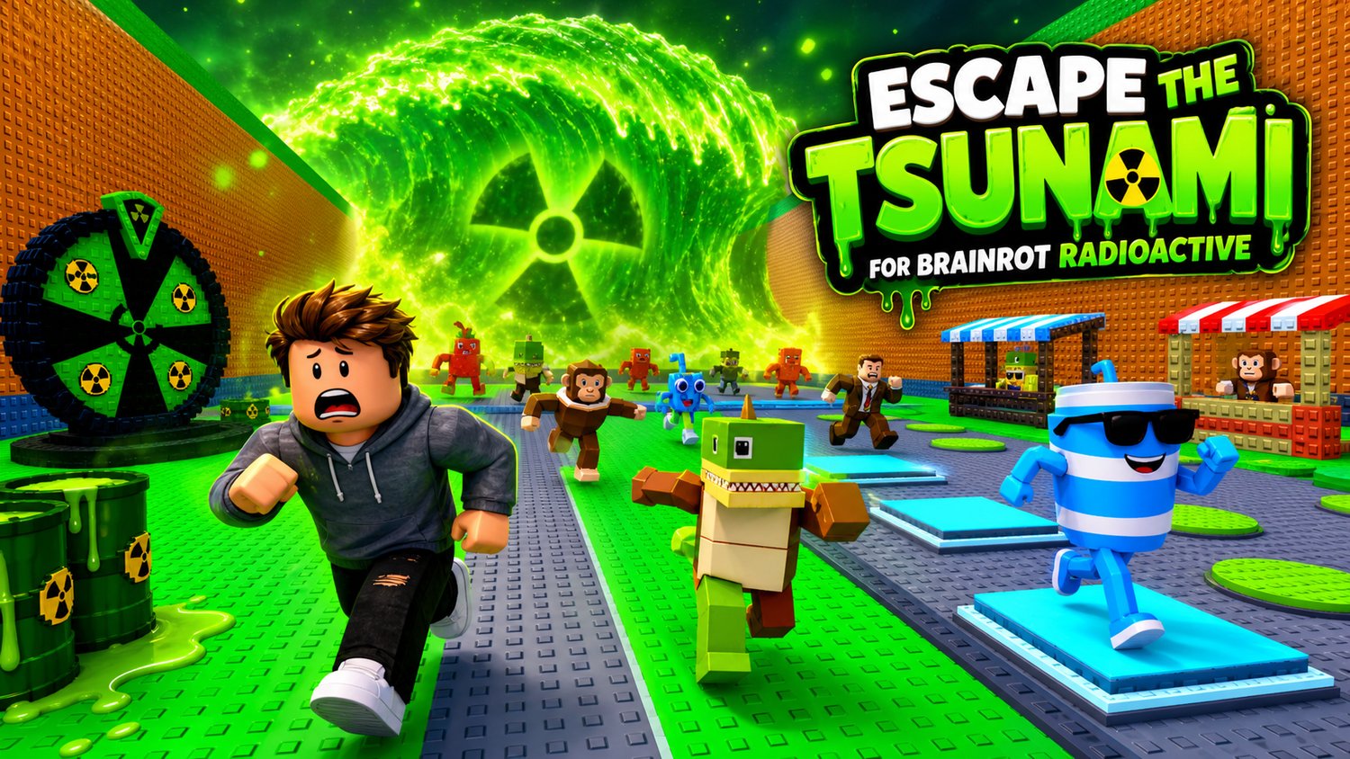 Player racing away from tsunami Roblox