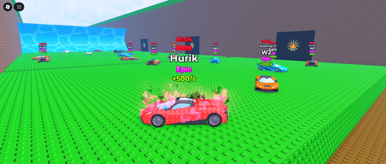 Players driving away from incoming wave
