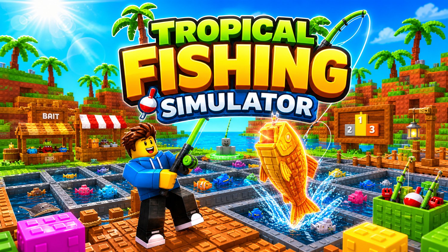 Waterfront fishing area with players