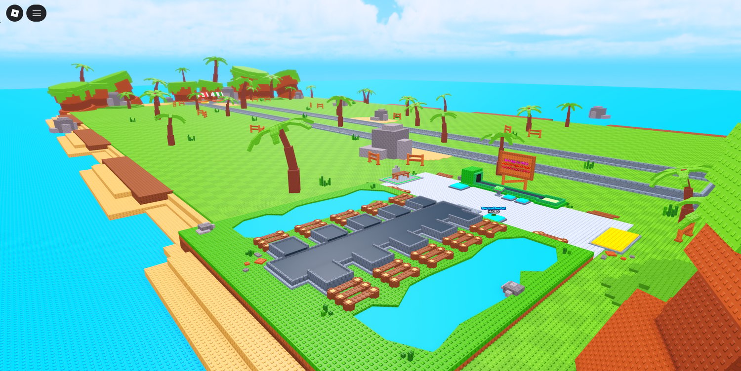 Relaxing fishing simulator environment Roblox