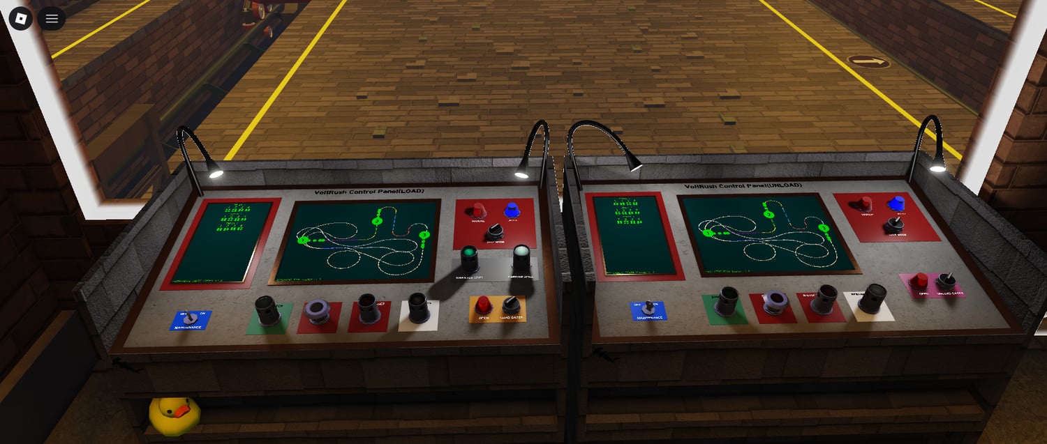 Players riding working roller coaster