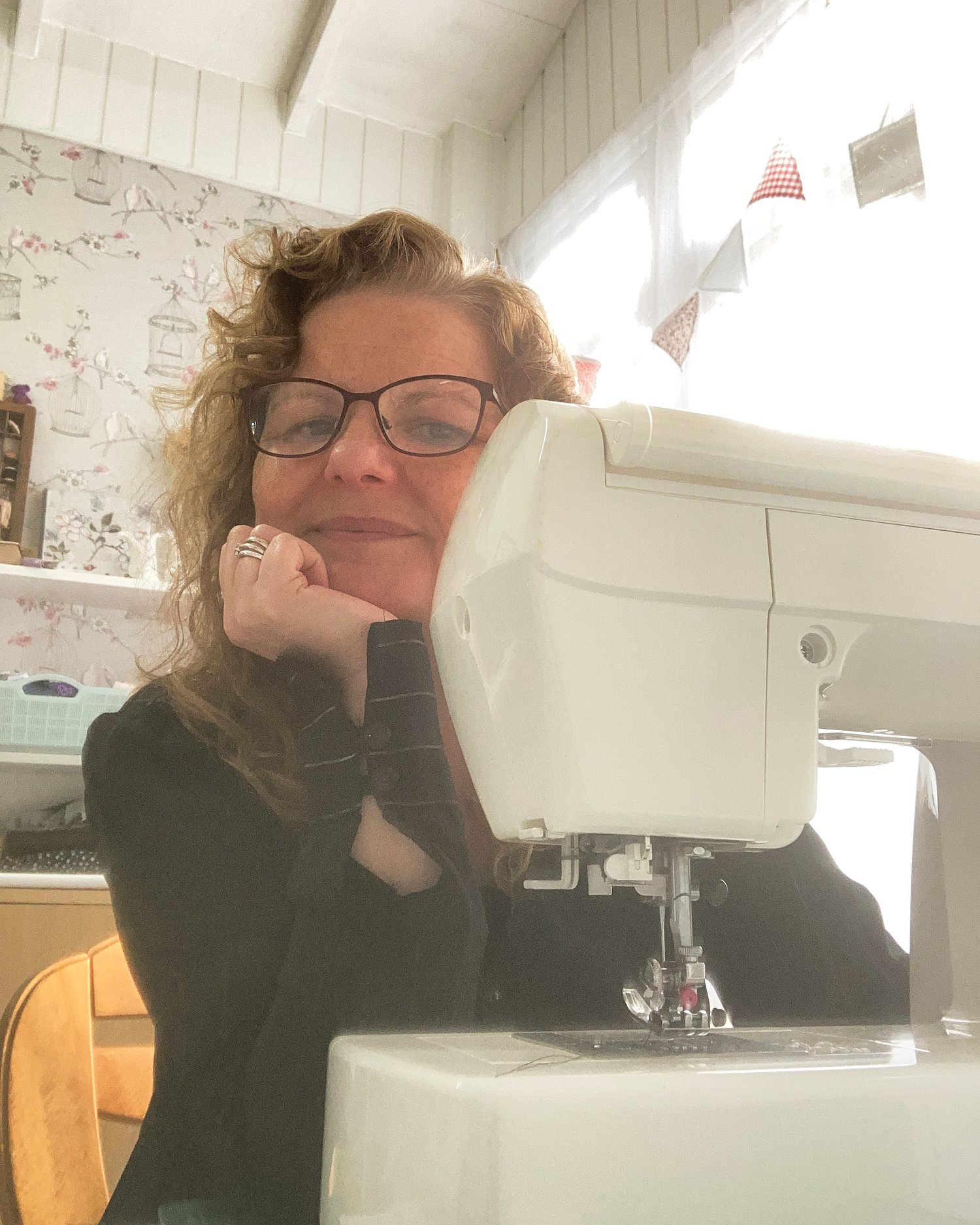 Michelle Corbin and her sewing machine 'Ellie'