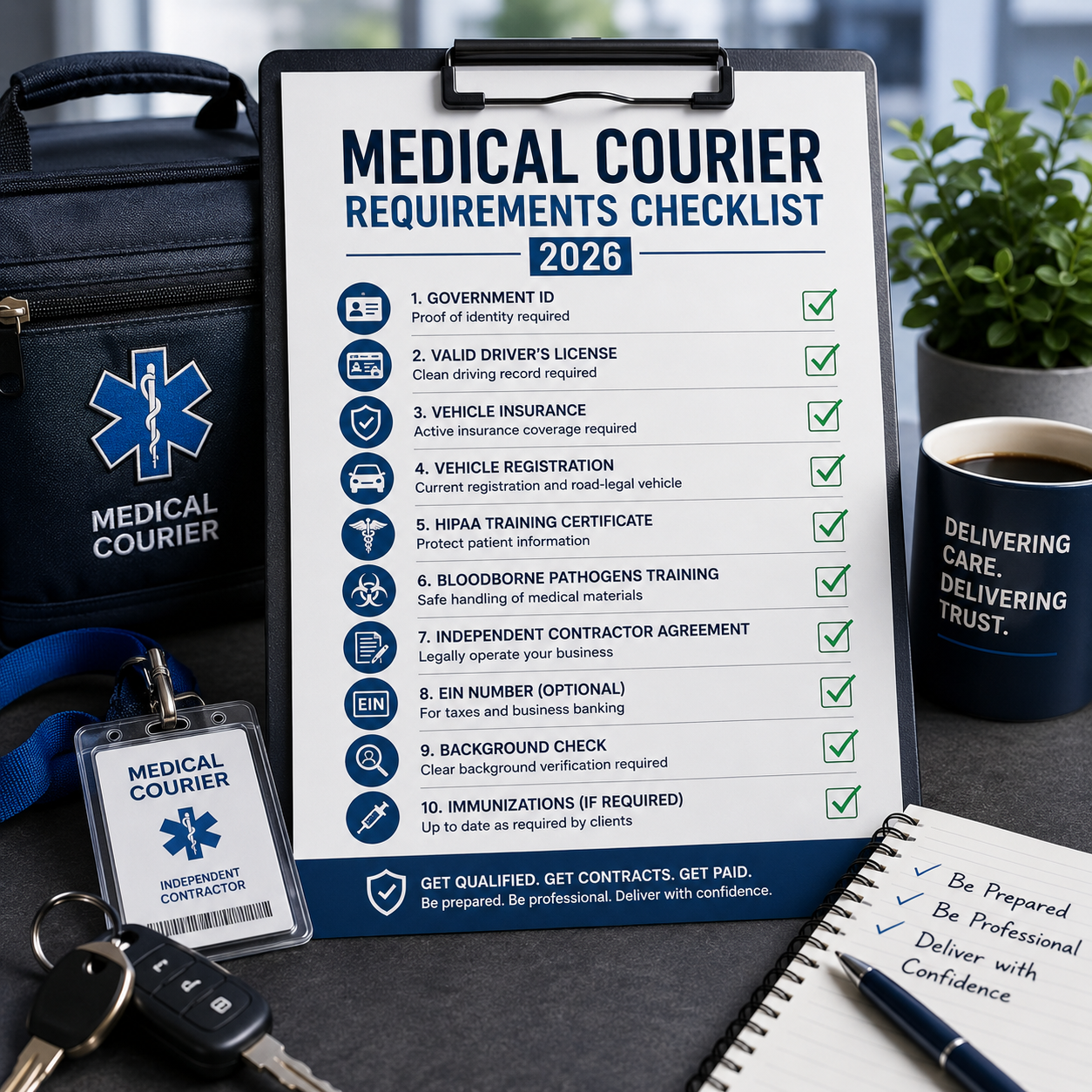 Medical courier requirements checklist 2026 — every document and credential explained