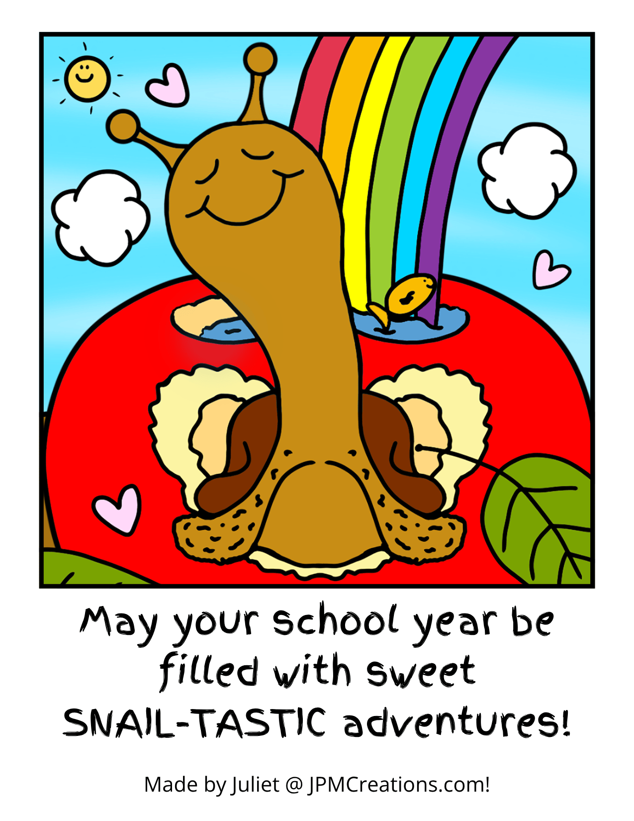 Cute Snail SNAIL-TASTIC Adventures First Day Back To School Good Luck Tent Coloring Postcard