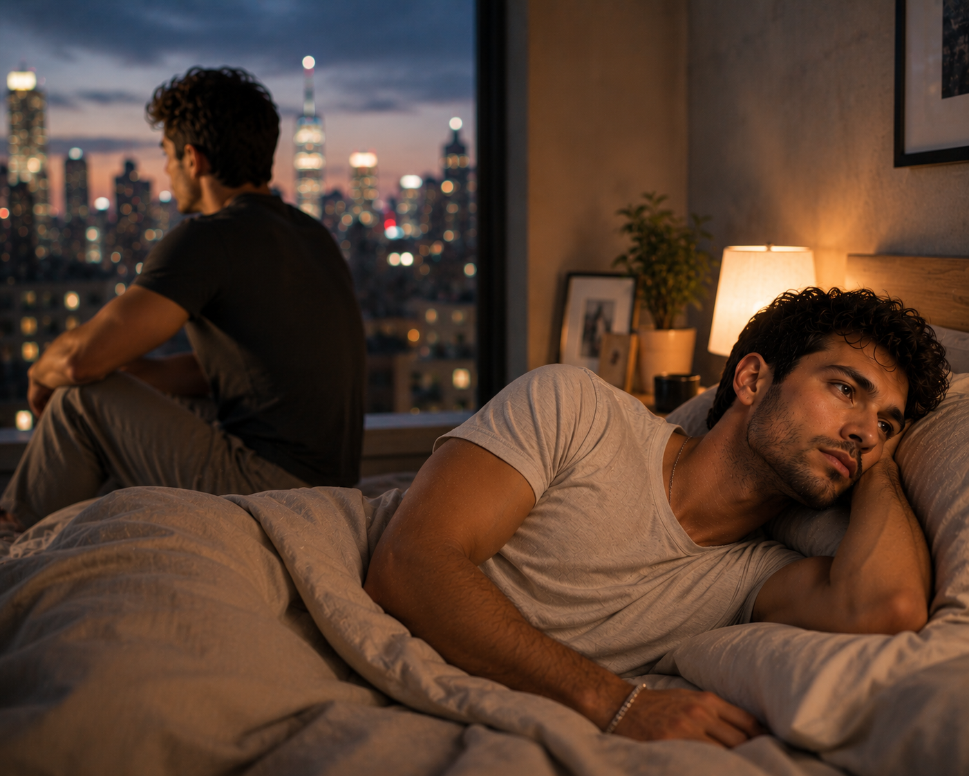 Gay couple is on the bed. A blog by attirecafe