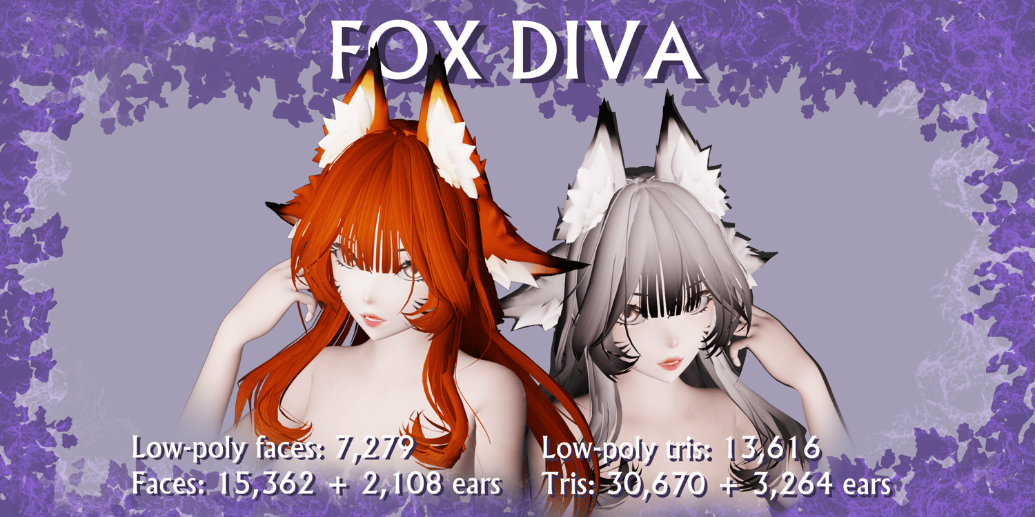FOX DIVA HAIR & EARS - VRCHAT ASSET