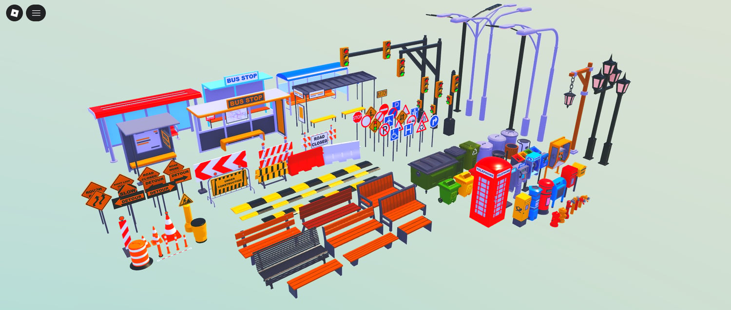 Roblox street lights and benches Roblox