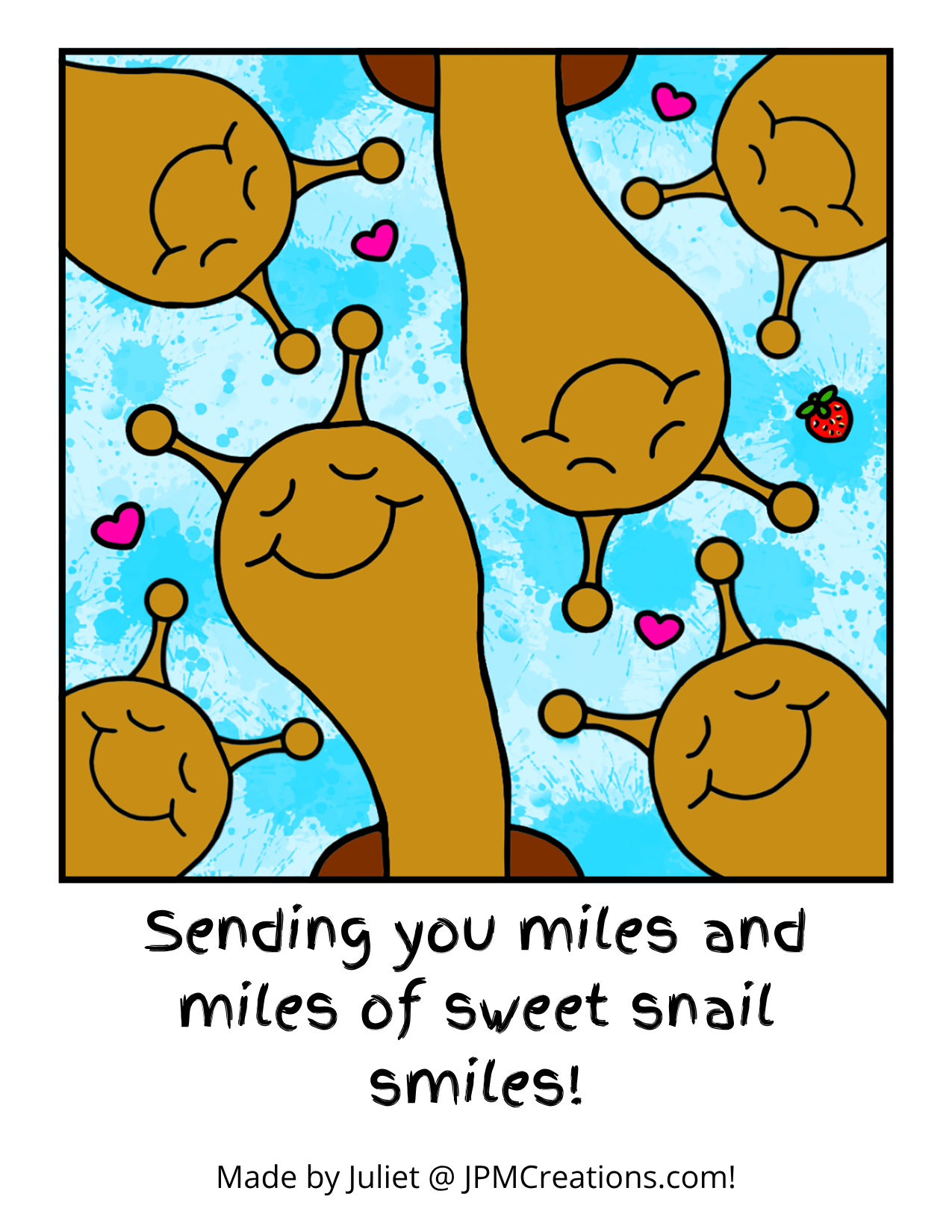 Cute Snail And Friends Miles Of Smiles Tent Coloring Postcard