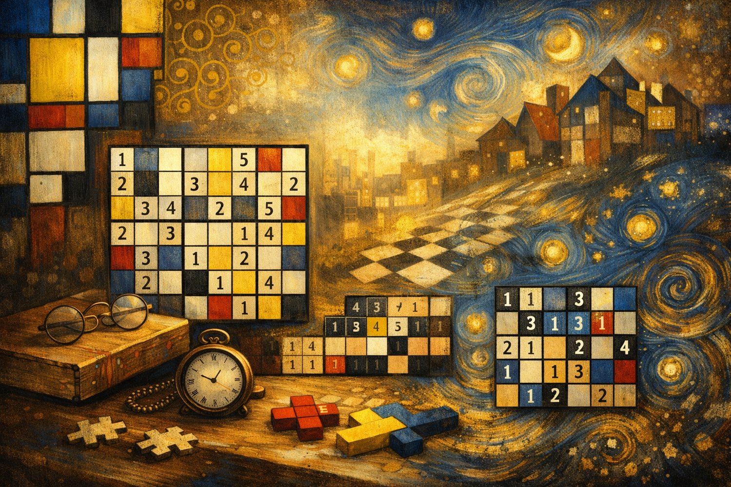 Puzzelboeken   - Logische puzzels   - Sudoku varianten   - Digitale puzzels   - Verhalen & puzzels