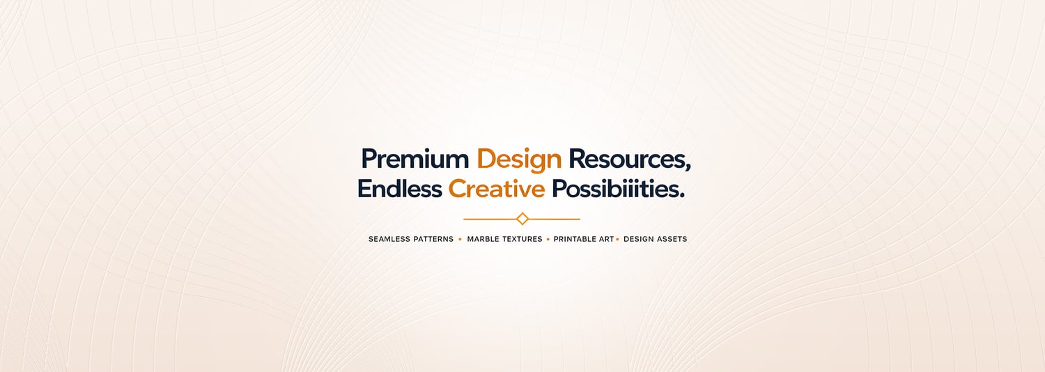 Elevate your creative projects with premium design resources crafted for professionals. This elegant banner showcases a modern luxury aesthetic with a sophisticated geometric line background in soft beige tones. The central message, "Premium Design Resources, Endless Creative Possibilities," highlights a curated collection of seamless patterns, marble textures, printable art, and design assets. Ideal for architects, interior designers, graphic designers, print studios, and creative businesses seeking high-quality digital resources for branding, wallpapers, textiles, surface patterns, and commercial design projects.