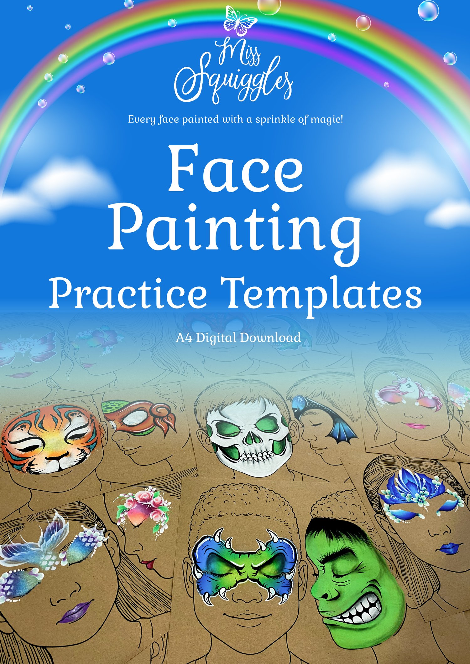 Face Painting Practice Templates A4 digital download faces