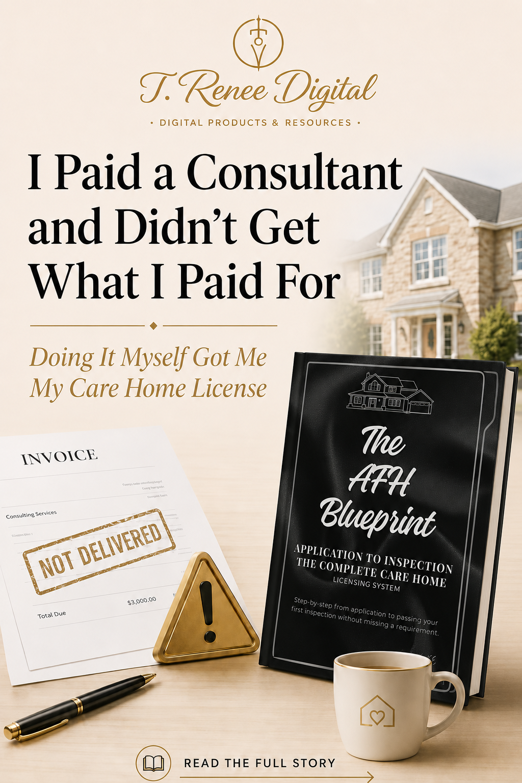 Aspiring care home provider blog graphic featuring a residential care home exterior with expert startup guidance for future providers. Ideal for adult family home startup, care home licensing, residential care business planning, provider education, and un