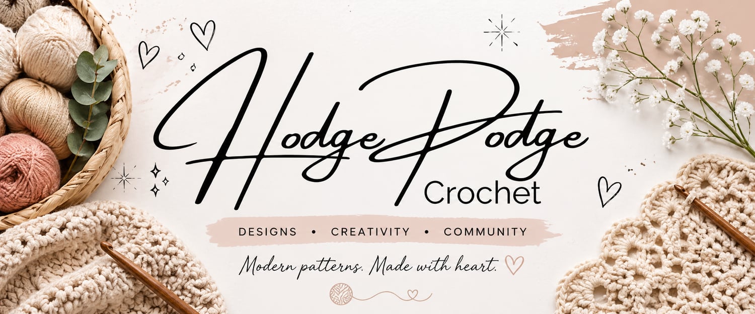 HodgePodge Crochet is a crochet design brand dedicated to creating modern crochet patterns, creative crochet projects, and a welcoming crochet community. From market bags and accessories to home décor and seasonal designs, HodgePodge Crochet offers easy-to-follow patterns, crochet inspiration, tutorials, and handmade creativity for crocheters of all skill levels. Discover unique crochet designs made with heart and crafted for everyday makers.