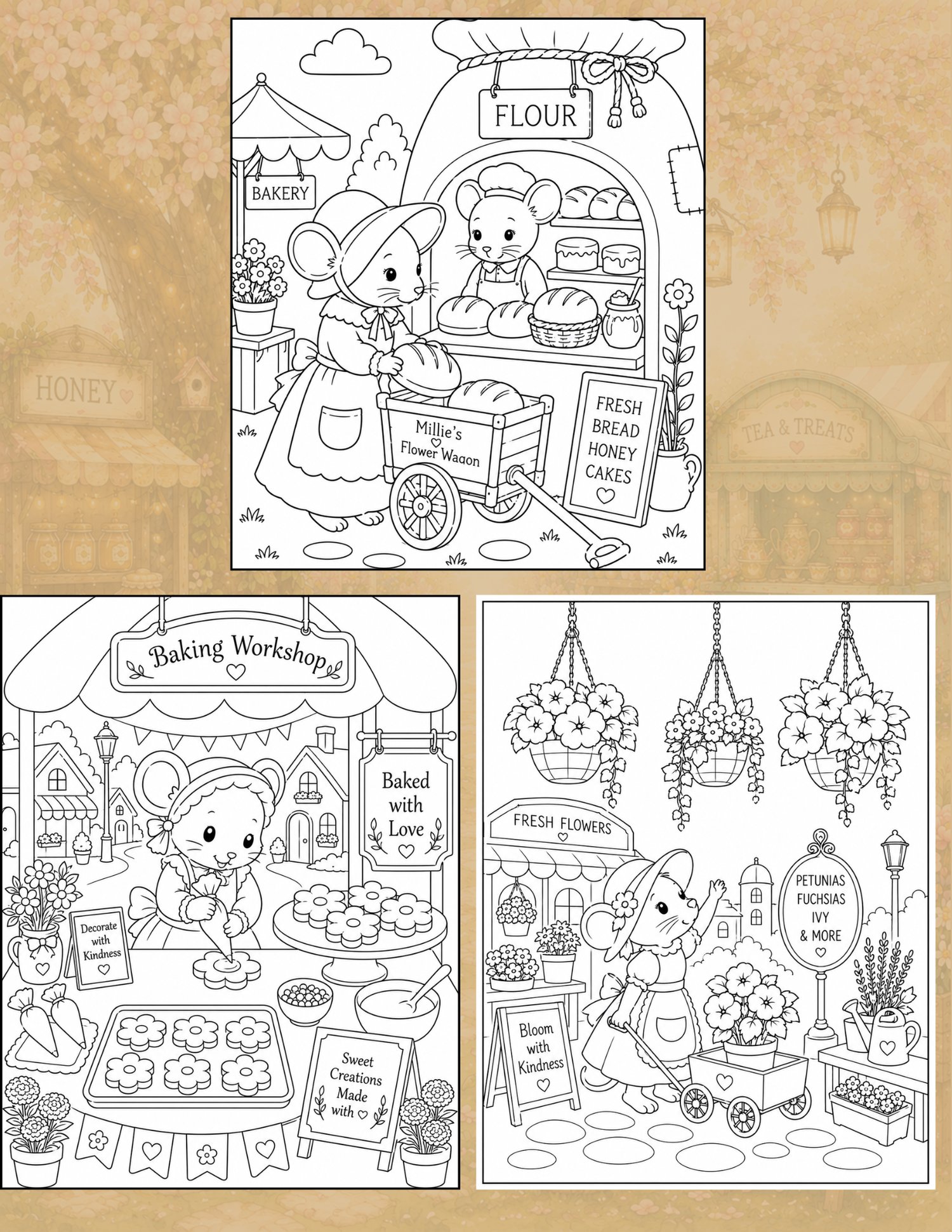 Millie Inbetween Coloring Millie's Day at the Market | Cozy Woodland Coloring Book PDF | 45 Cute ...