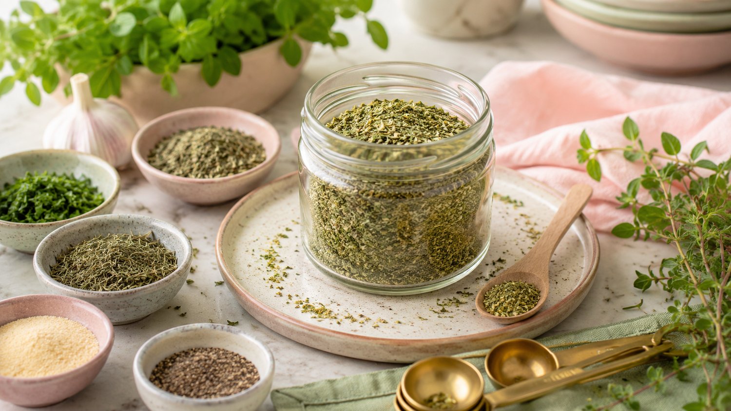 garlic blend seasoning and small seasoning dishes