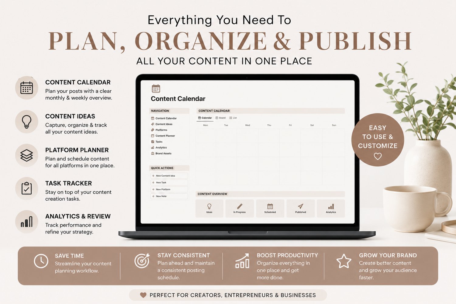 All-in-One Notion Content Planner & Calendar (Instagram, YouTube, Blog