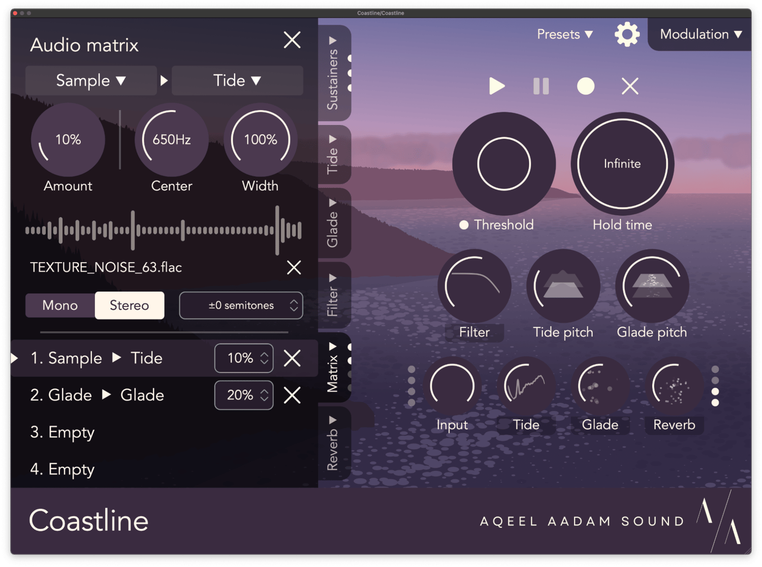 Coastline's Audio Matrix, for intermodulation and sample loading