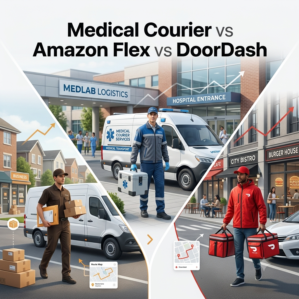 Medical Courier vs Amazon Flex vs DoorDash: Full Income Comparison for 2026