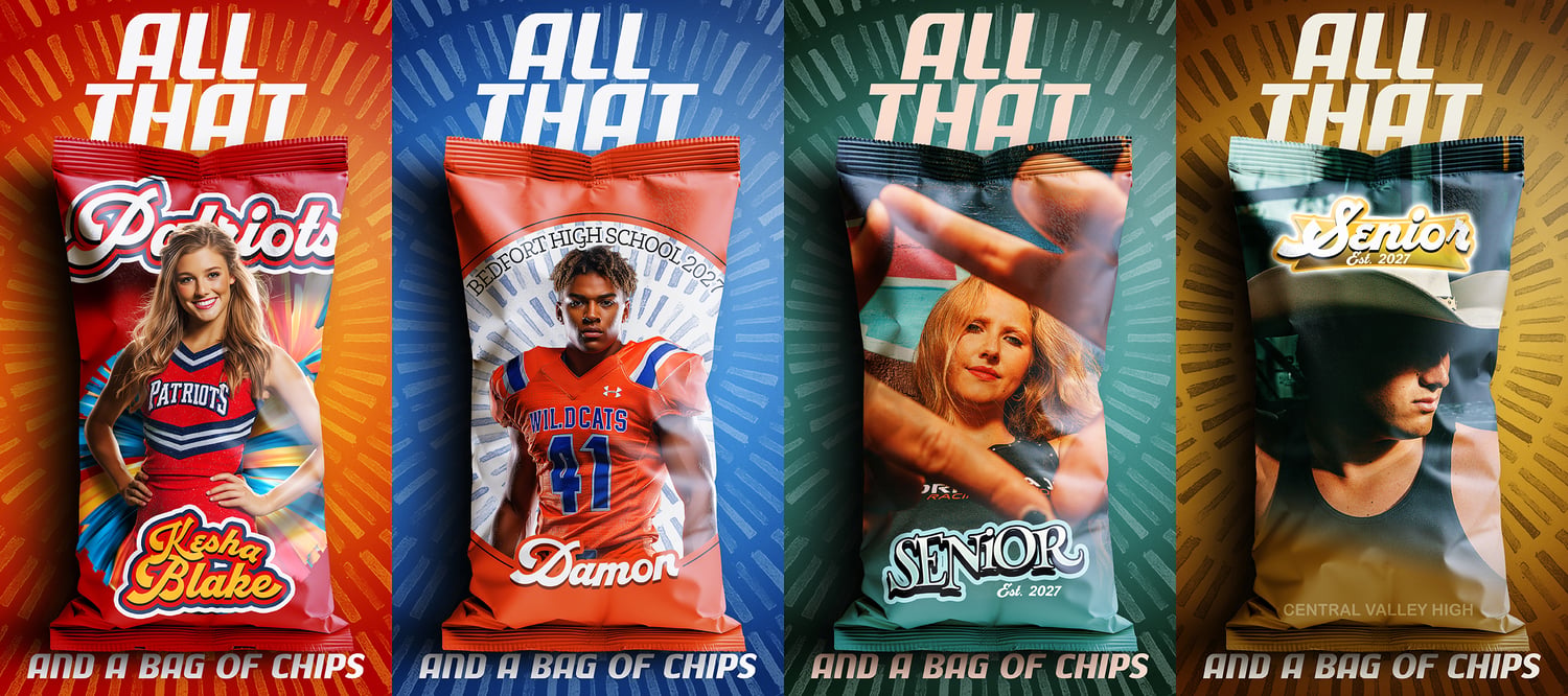 Bag of Chips, Template, Mockup, Photoshop, Design, Marketing, Photography, Seniors, Sports, Teams, Graphics, Products