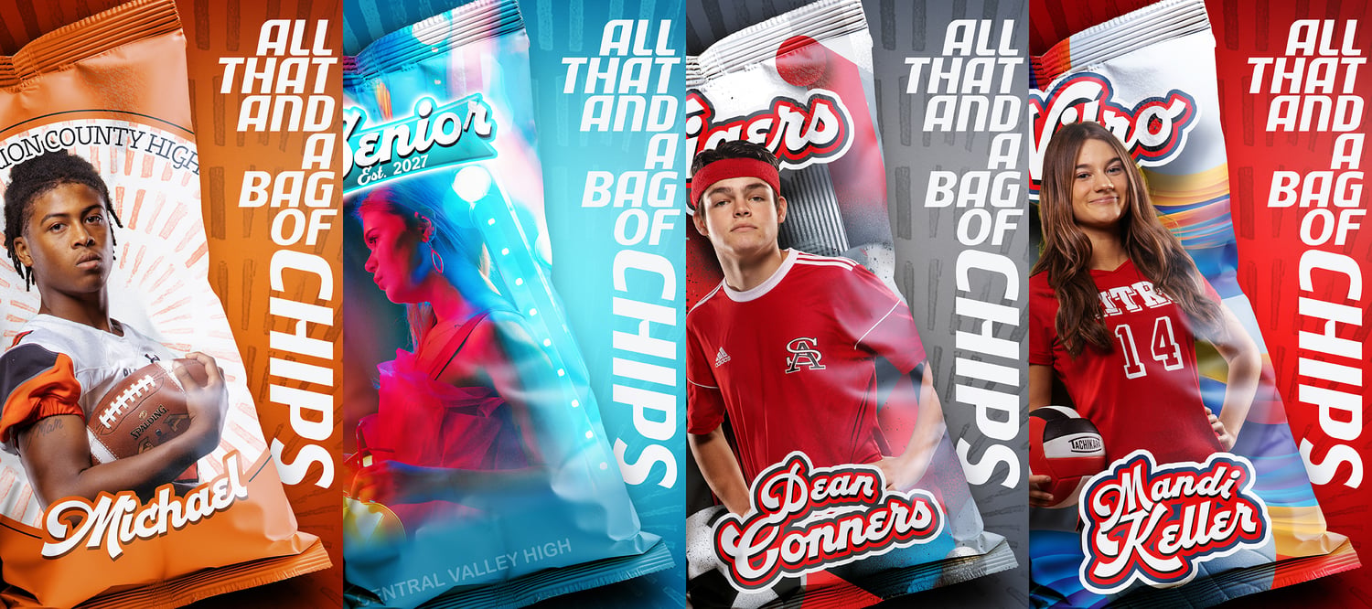 Bag of Chips, Template, Mockup, Photoshop, Design, Marketing, Photography, Seniors, Sports, Teams, Graphics, Products