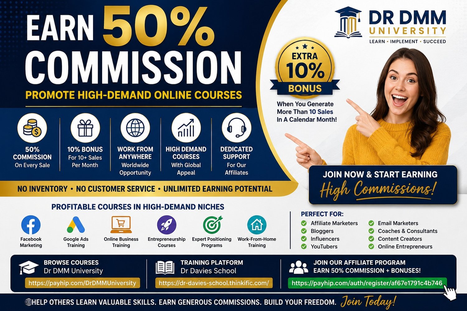 Want to Become a High-Earning Affiliate Partner?  Earn 50% Commission Promoting Premium Online Training Courses   Are you an affiliate marketer, influencer, content creator, coach, consultant, blogger, YouTuber, or entrepreneur looking for a high-income o