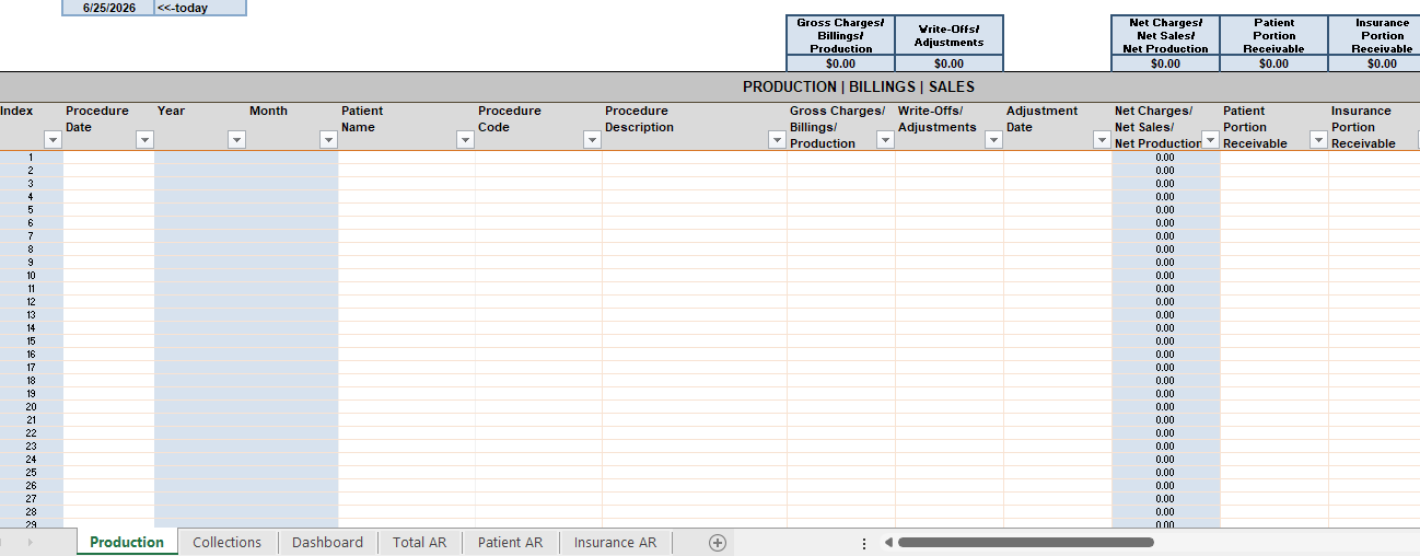 Dental Office Spreadsheet