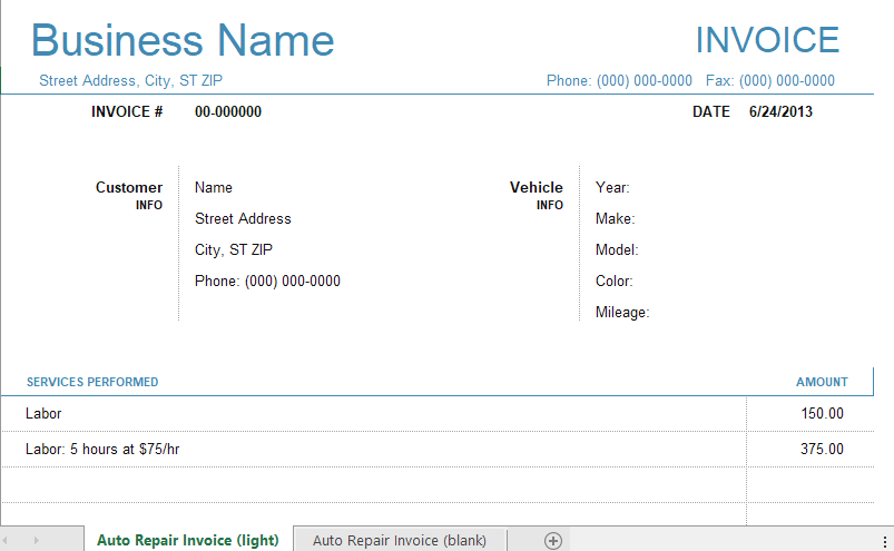 Invoicing Spreadsheets