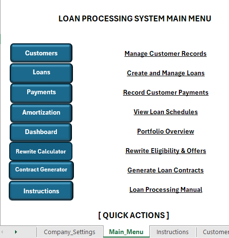 Loan Origination Spreadsheets