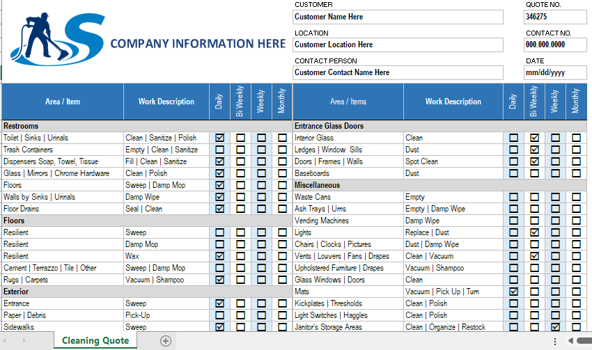 Quote Spreadsheets