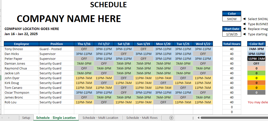 Scheduling Spreadsheets