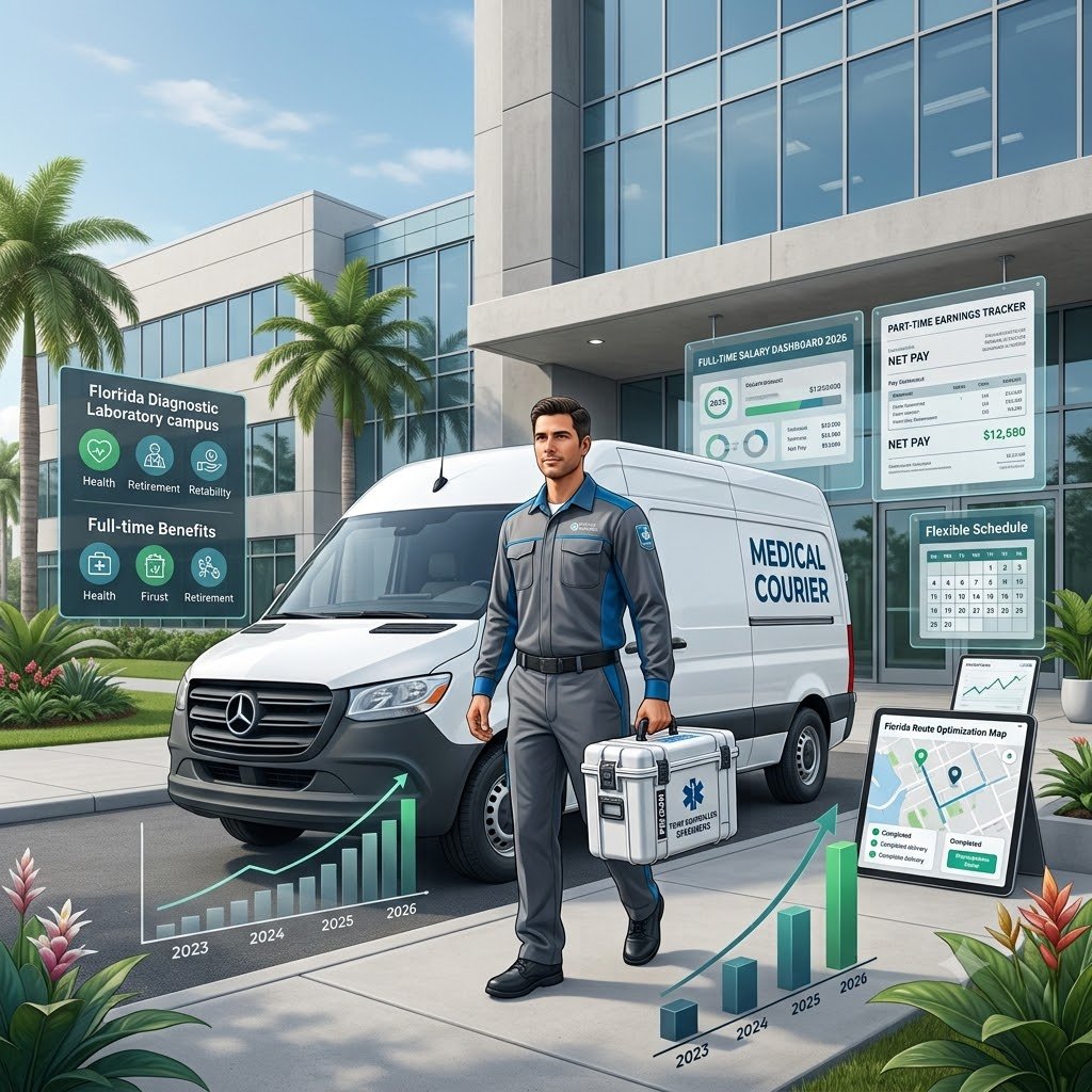 Medical courier salary in Florida 2026 — what drivers earn by city and work structure