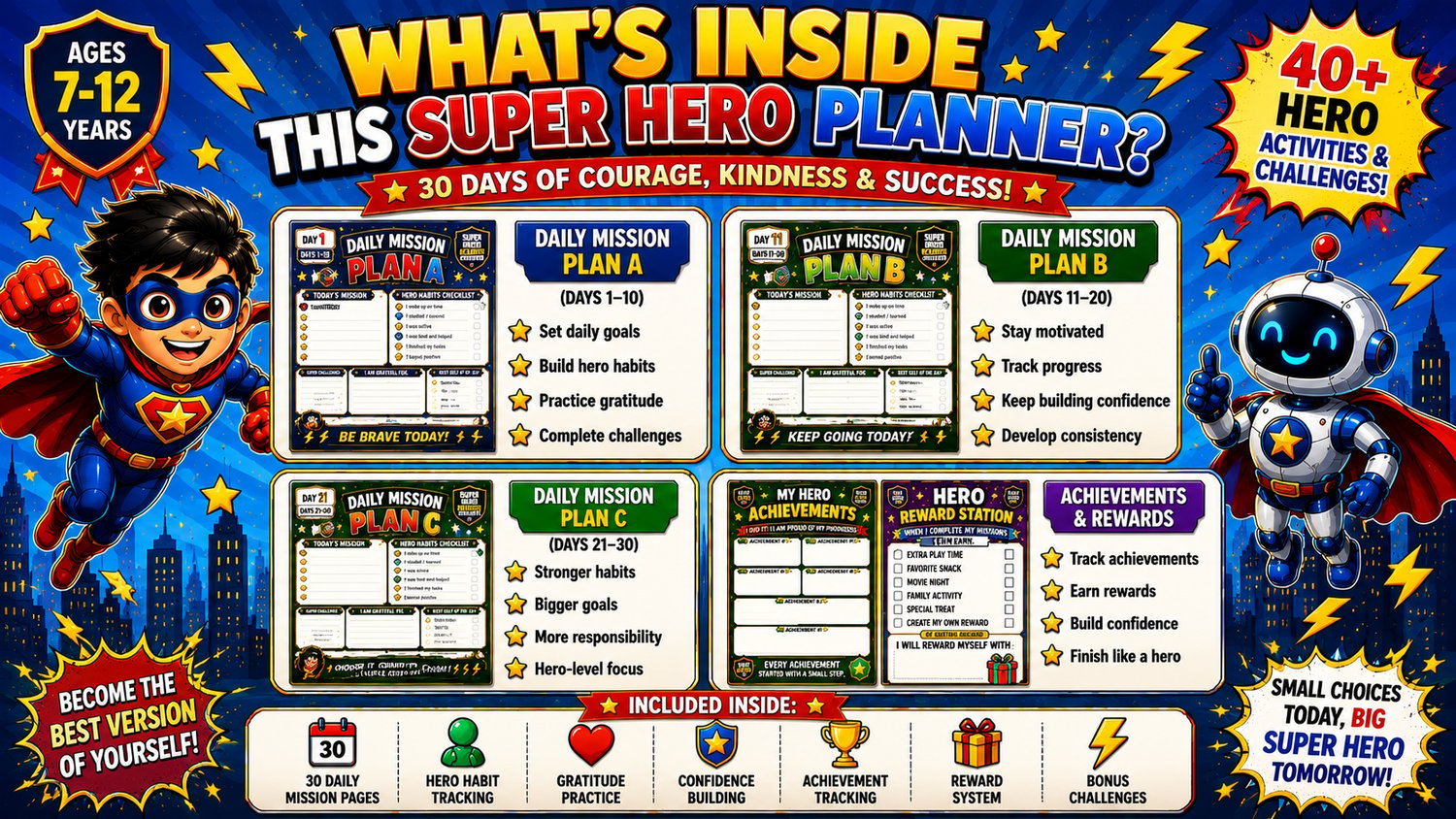 Child using Ocean Explorer Academy Planner printable planner designed to build confidence, organization skills, and positive daily habits