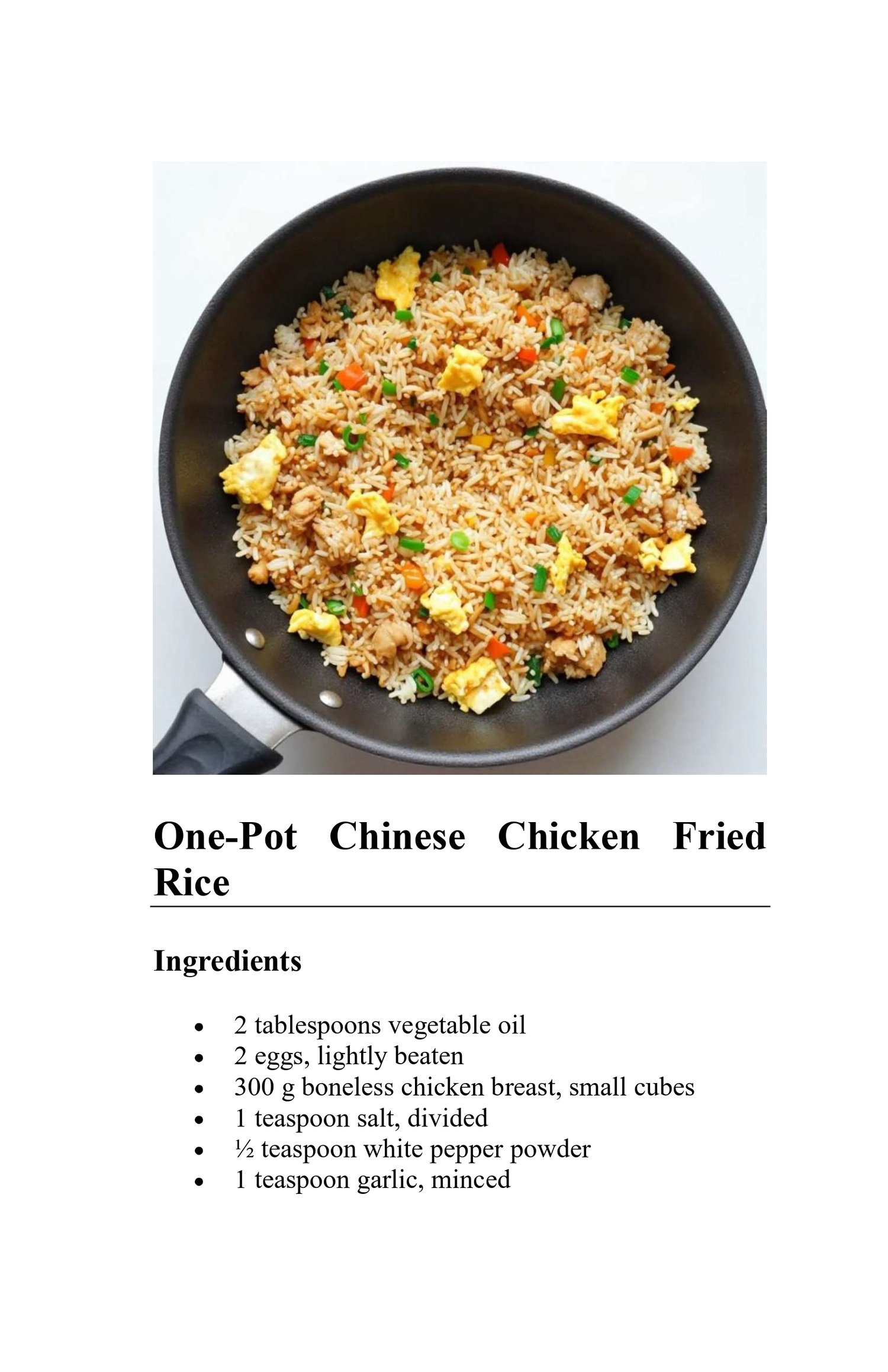 One Pot Chinese Chicken Fried Rice Recipe
