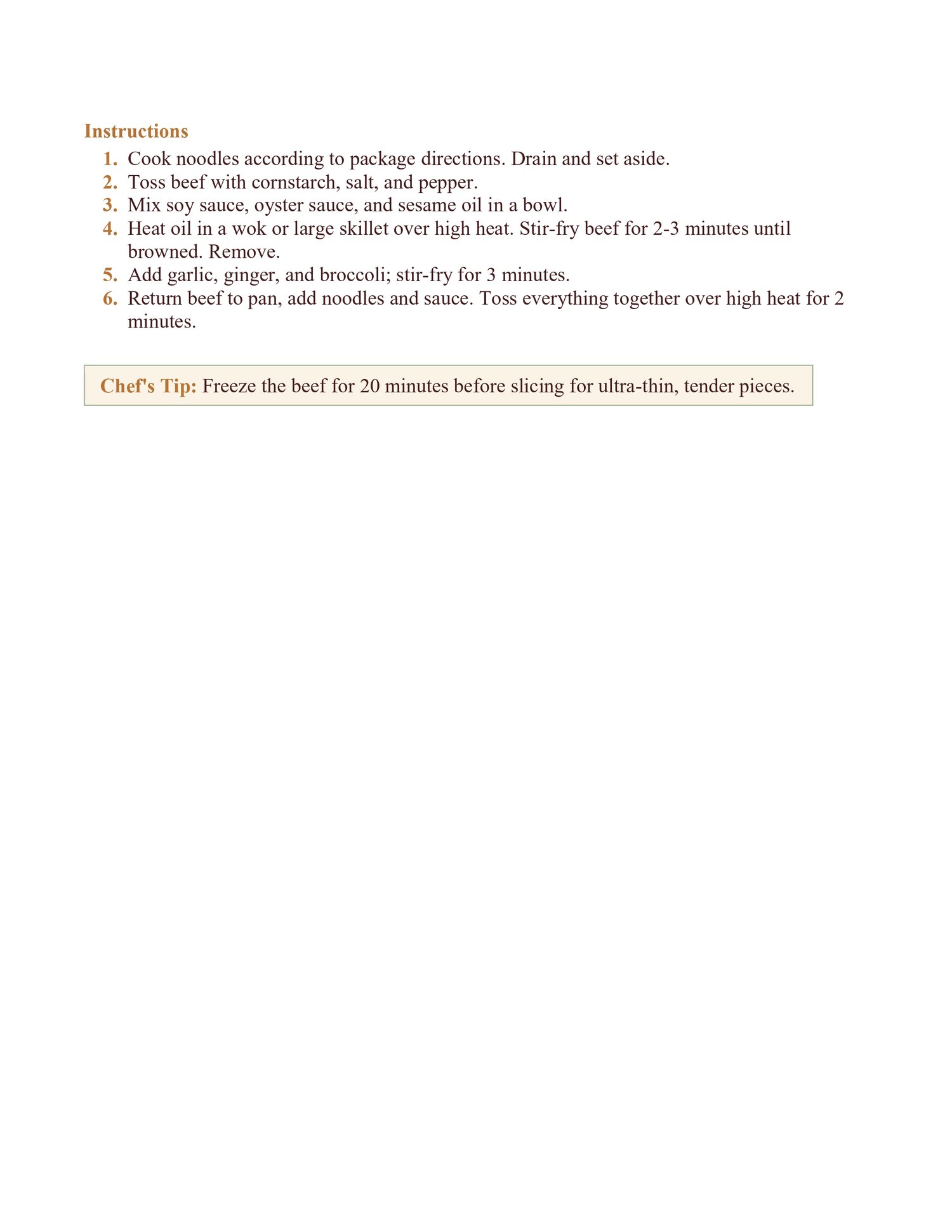 Quick Beef & Broccoli Noodles Step by Step Recipe Page