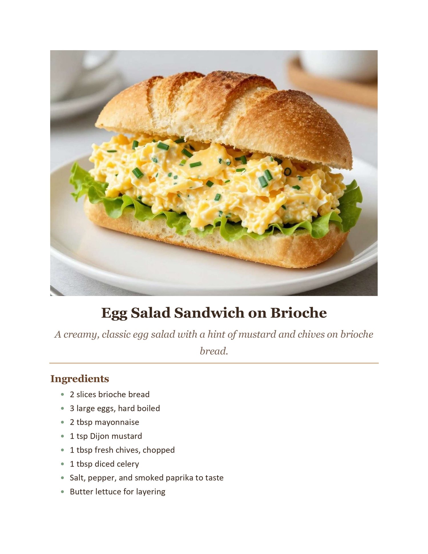 Egg Salad Sandwich on Brioche