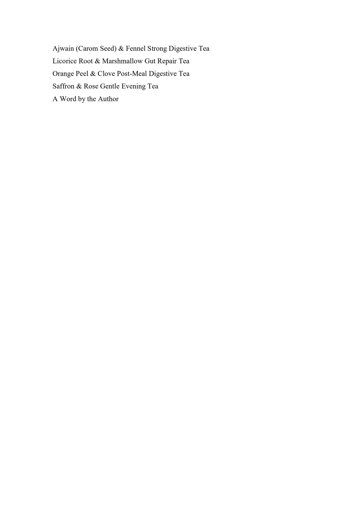 Table of contents, 35 Herbal Teas for Bloating and Gas Relief