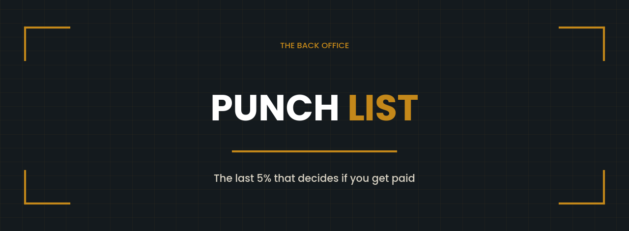 Construction punch list — The Back Office blog header, Back Office Blueprint