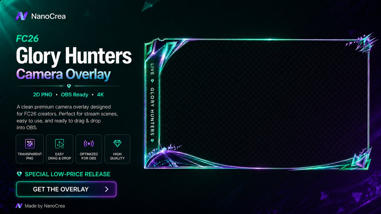FC26 Glory Hunters 2D camera overlay PNG for OBS and Streamlabs by NanoCrea