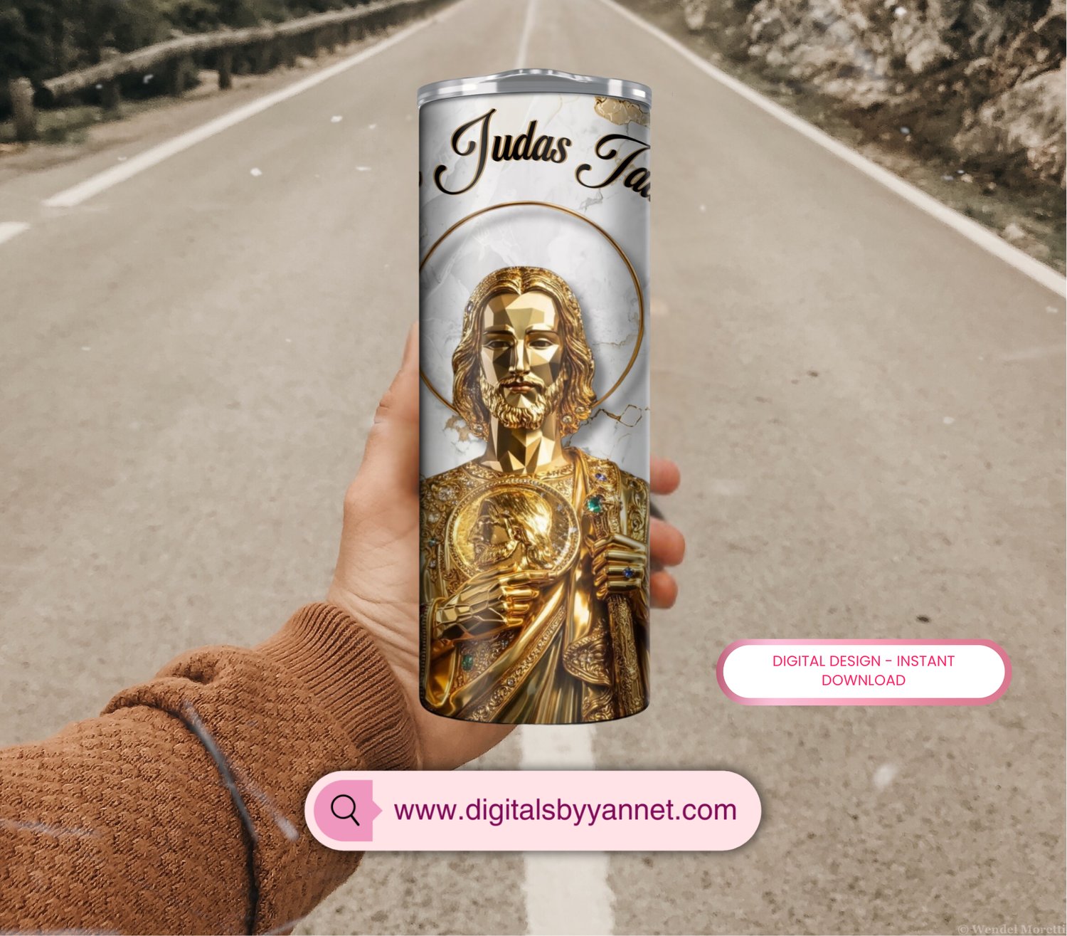 San Judas marble tumbler wrap PNG for Catholic sublimation crafts.