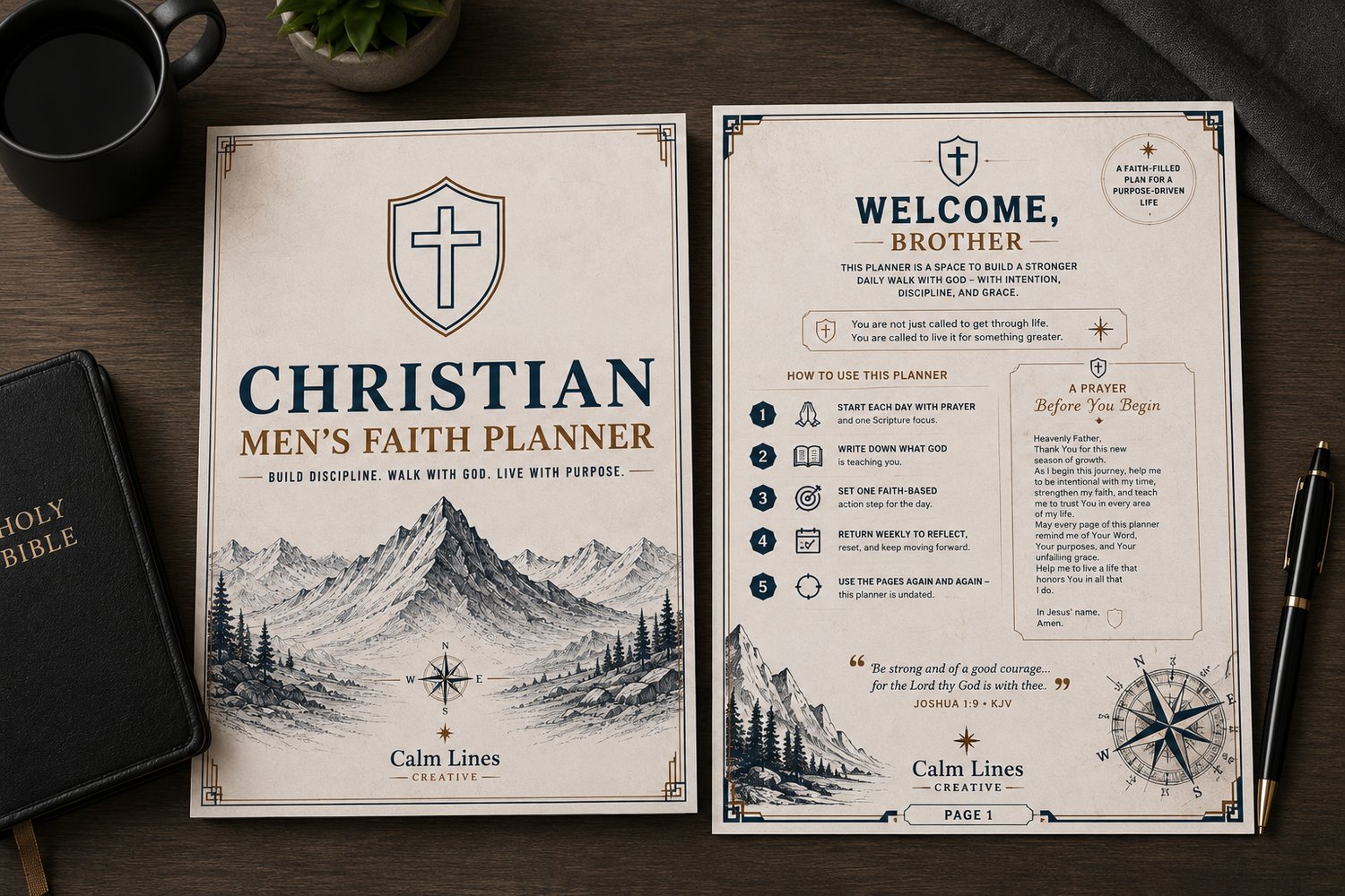 Christian Men's Faith Planner welcome page and table of contents