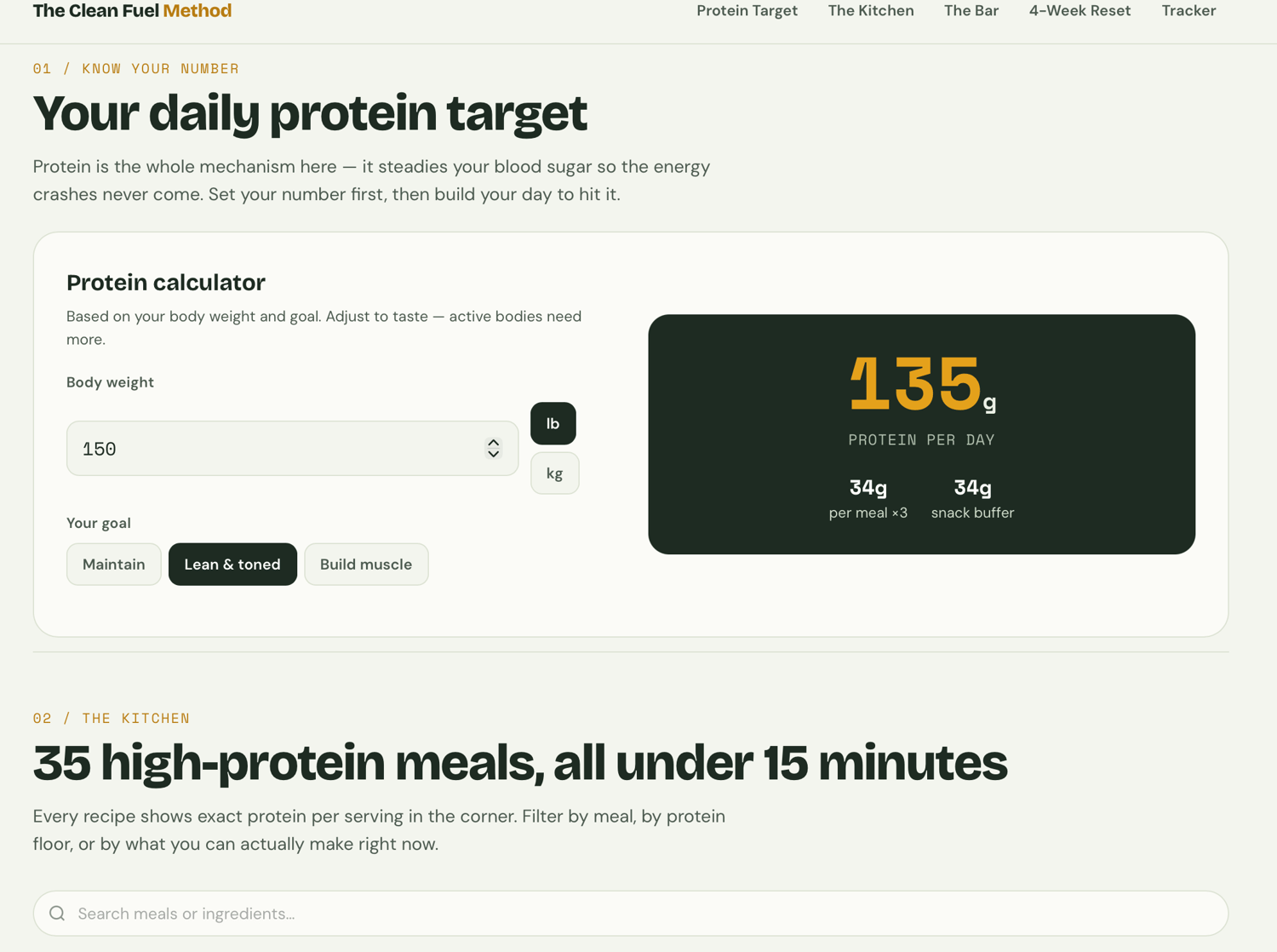 The Clean Fuel Method™ — 35 High-Protein 15-Minute Meals + 30 Functional Mocktails | Interactive Guide, Protein Calculator & Energy Tracker