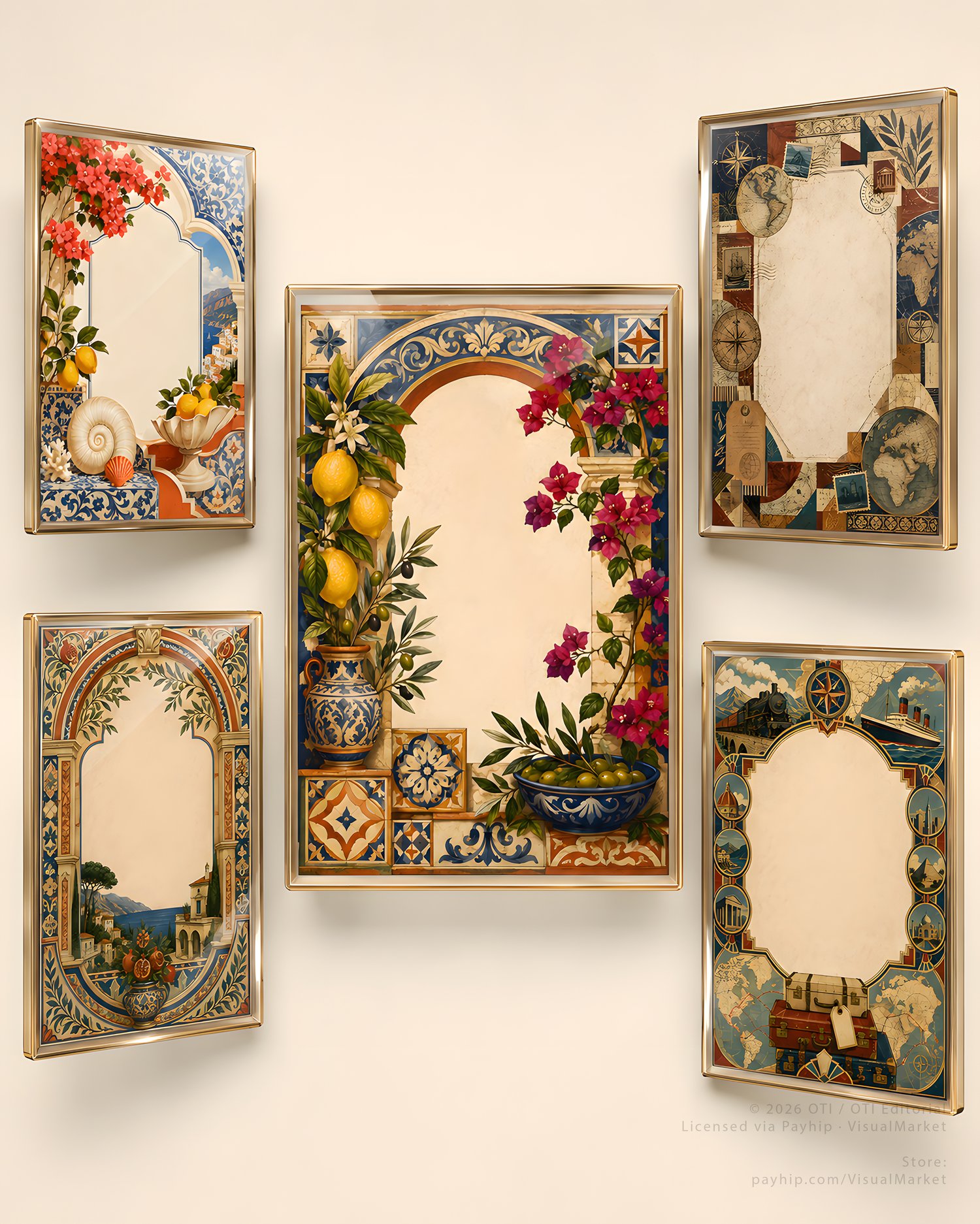 A premium collection of luxury love, romance, anniversary, wedding, travel, boho, mid-century, botanical and wedding greeting card templates designed for elegant printable cards, folded card fronts, inlays, invitations, and romantic stationery projects.