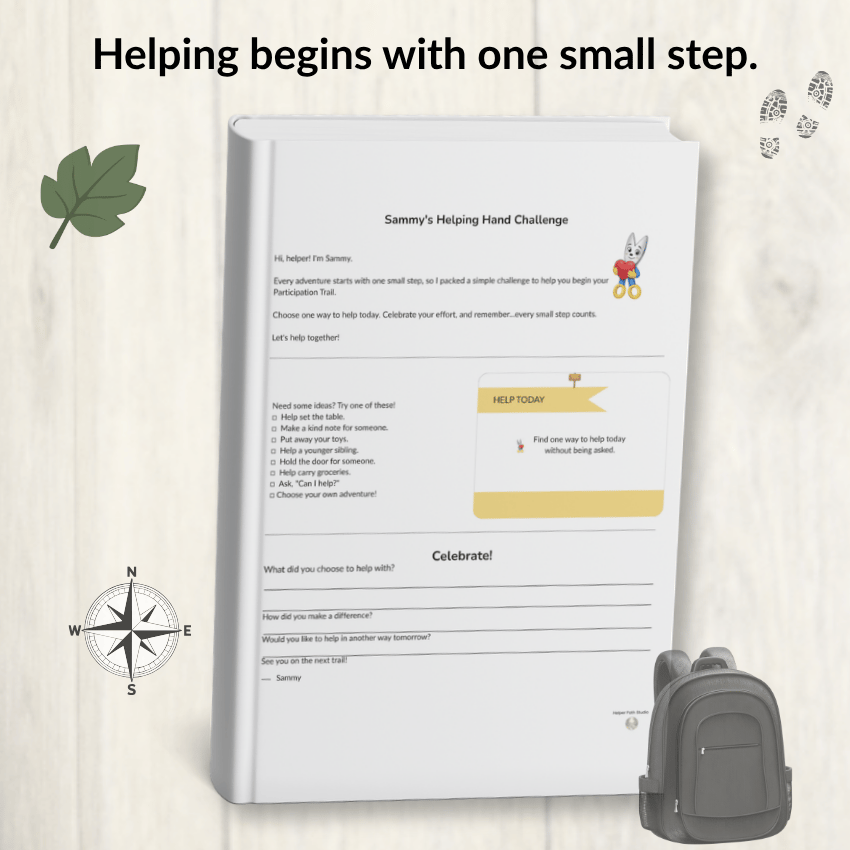 Helping activity for kids designed to encourage responsibility, kindness, and taking initiative through a simple family challenge.
